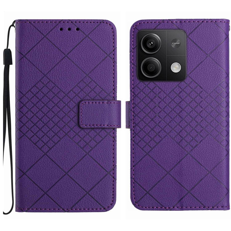 For Xiaomi Redmi Note 13 4G Global Rhombic Grid Texture Leather Phone Case(Purple) - Note 13 Cases by buy2fix | Online Shopping UK | buy2fix