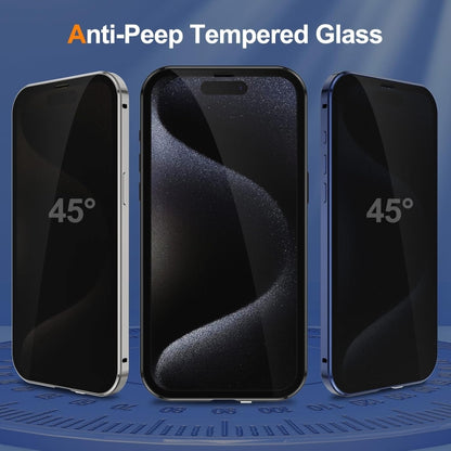 For iPhone 16 Anti-peeping Magnetic Double-sided Tempered Glass Phone Case(Black) - iPhone 16 Cases by buy2fix | Online Shopping UK | buy2fix