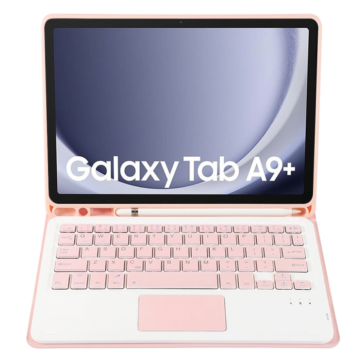 For Samsung Galaxy Tab A9+ X210/X215/X215 A09B-A Candy Color TPU Touch Bluetooth Keyboard Leather Tablet Case with Pen Holder(Pink) - Samsung Keyboard by buy2fix | Online Shopping UK | buy2fix