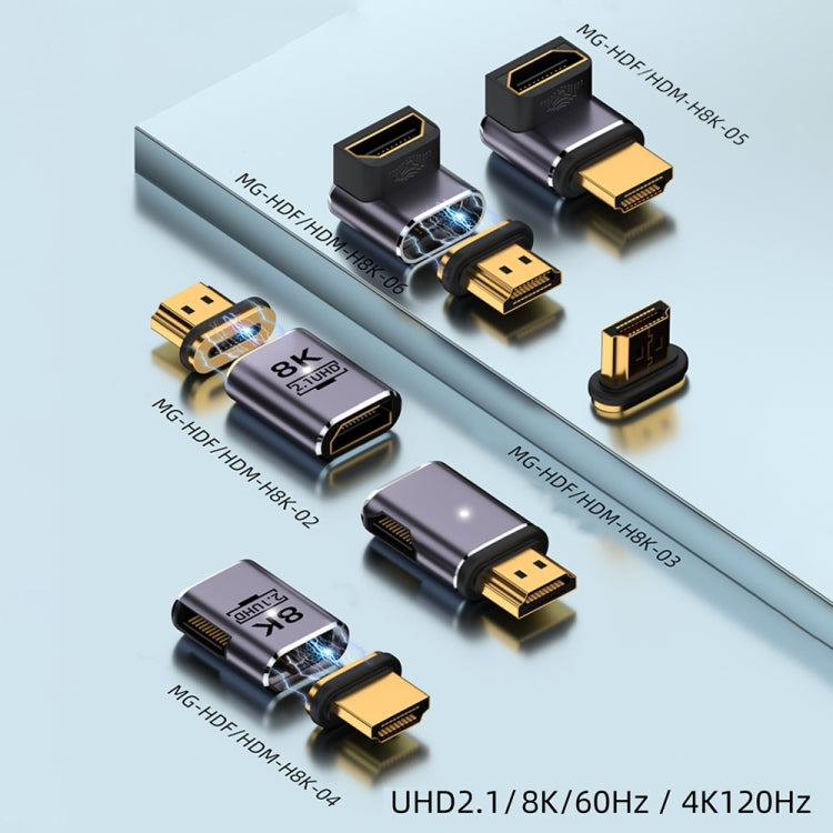 8K 60Hz HDTV to HDTV Magnetic Adapter, Male Straight Female Side Left Bend - Adapter by buy2fix | Online Shopping UK | buy2fix