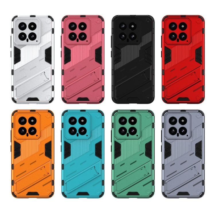 For Xiaomi 14 5G Punk Armor 2 in 1 PC + TPU Phone Case with Holder(Light Red) - 14 Cases by buy2fix | Online Shopping UK | buy2fix
