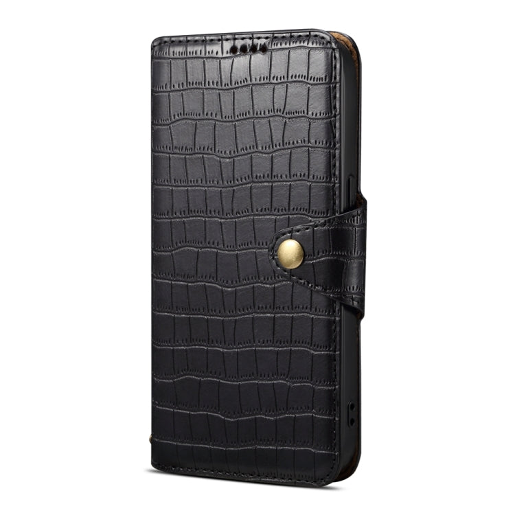 For Samsung Galaxy S23 FE Denior Crocodile Texture Oil Edge Leather Phone Case(Black) - Galaxy S23 FE 5G Cases by Denior | Online Shopping UK | buy2fix