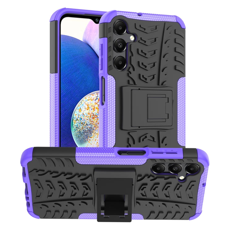 For Samsung Galaxy A15 Tire Texture TPU + PC Phone Case with Holder(Purple) - Galaxy Phone Cases by buy2fix | Online Shopping UK | buy2fix