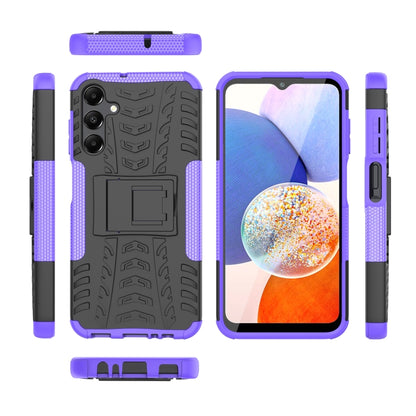 For Samsung Galaxy A15 Tire Texture TPU + PC Phone Case with Holder(Purple) - Galaxy Phone Cases by buy2fix | Online Shopping UK | buy2fix