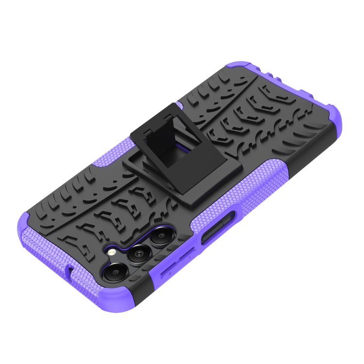 For Samsung Galaxy A15 Tire Texture TPU + PC Phone Case with Holder(Purple) - Galaxy Phone Cases by buy2fix | Online Shopping UK | buy2fix