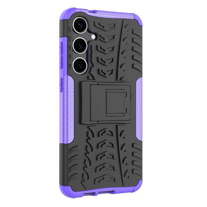 For Samsung Galaxy S24+ Tire Texture TPU + PC Phone Case with Holder(Purple) - Galaxy S24+ 5G Cases by buy2fix | Online Shopping UK | buy2fix