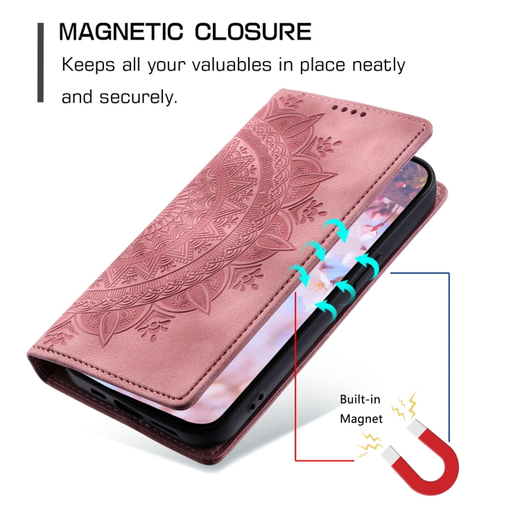 For Xiaomi Redmi 12 4G/5G / Note 12R Totem Embossed Magnetic Leather Phone Case(Rose Gold) - Xiaomi Cases by buy2fix | Online Shopping UK | buy2fix