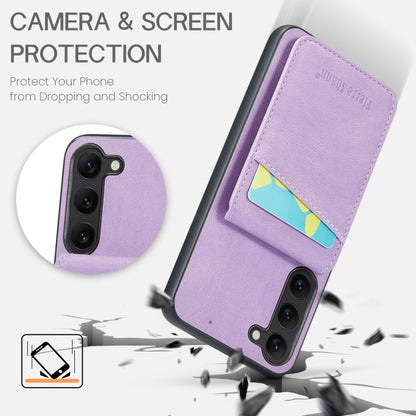 For Samsung Galaxy S24+ 5G Fierre Shann Crazy Horse Card Holder Back Cover PU Phone Case(Purple) - Galaxy S24+ 5G Cases by FIERRE SHANN | Online Shopping UK | buy2fix