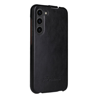 For Samsung Galaxy S24 5G Fierre Shann 64 Texture Vertical Flip PU Leather Phone Case(Black) - Galaxy S24 5G Cases by FIERRE SHANN | Online Shopping UK | buy2fix