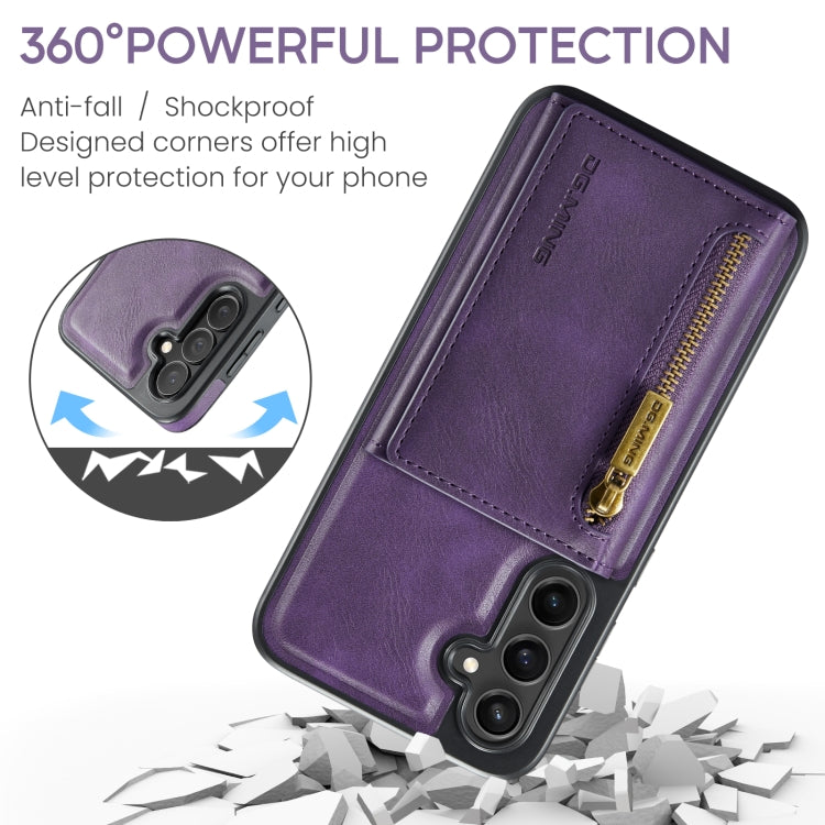 For Samsung Galaxy S24 FE 5G DG.MING M5 Series Zip RFID Multi Card Detachable Leather Phone Case(Purple) - Galaxy S24 FE 5G Cases by DG.MING | Online Shopping UK | buy2fix