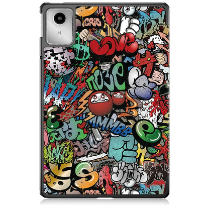 For Lenovo Tab M11/ Xiaoxin Pad 11 2024 Custer Coloured Drawing 3-folding Leather Smart Tablet Case(Graffiti) - Lenovo by buy2fix | Online Shopping UK | buy2fix