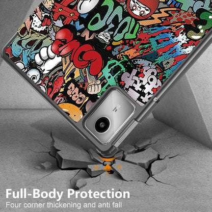 For Lenovo Tab M11/ Xiaoxin Pad 11 2024 Custer Coloured Drawing 3-folding Leather Smart Tablet Case(Graffiti) - Lenovo by buy2fix | Online Shopping UK | buy2fix