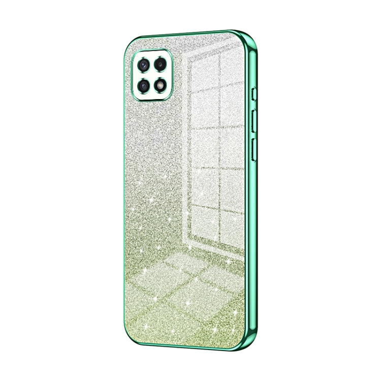 For Samsung Galaxy A22 5G / A22s Gradient Glitter Powder Electroplated Phone Case(Green) - Galaxy Phone Cases by buy2fix | Online Shopping UK | buy2fix