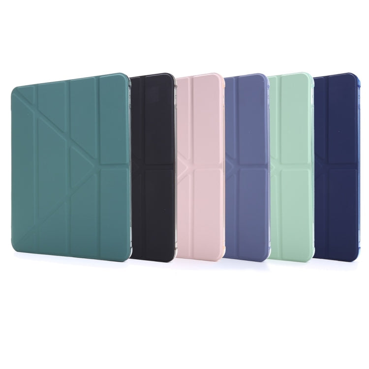 For iPad Air 13 2024 / Pro 12.9 2022 / 2021 Multi-folding TPU Leather Tablet Case with Holder & Pen Slot(Green) - iPad Pro 12.9 (2018) Cases by buy2fix | Online Shopping UK | buy2fix