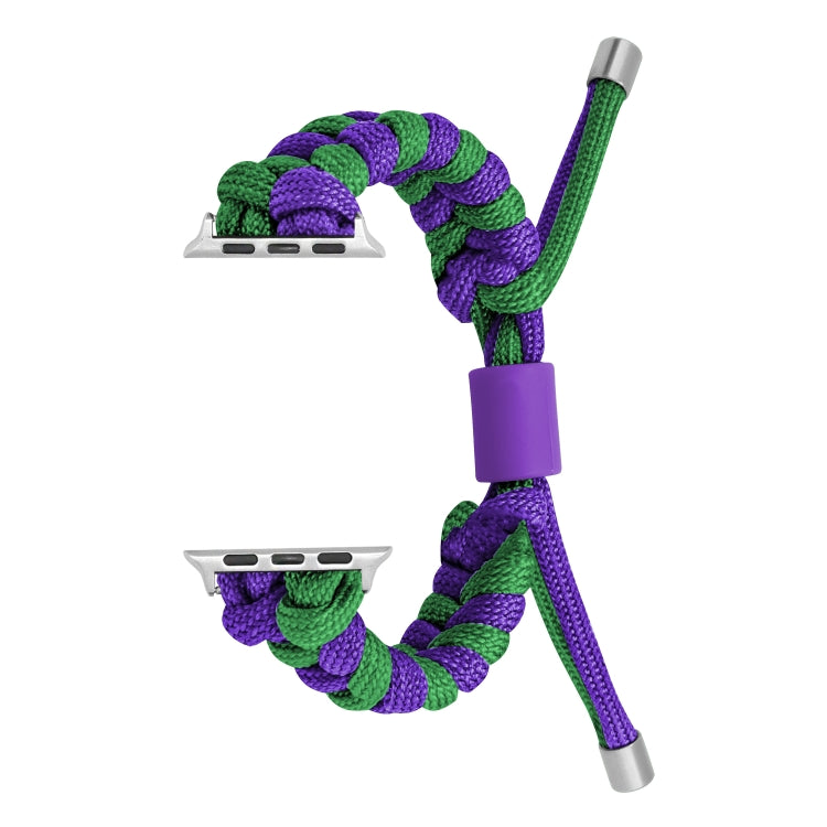 For Apple Watch Ultra 49mm Paracord Fishtail Braided Silicone Bead Watch Band(Dark Purple Green) - Watch Bands by buy2fix | Online Shopping UK | buy2fix