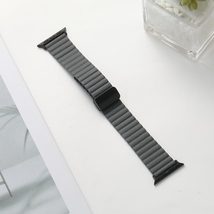 For Apple Watch SE 2023 44mm Water Ripple Magnetic Folding Buckle Watch Band, Style: Bold Version(Grey) - Watch Bands by buy2fix | Online Shopping UK | buy2fix