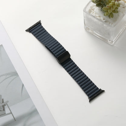 For Apple Watch Series 9 41mm Water Ripple Magnetic Folding Buckle Watch Band, Style: Bold Version(Indigo Blue) - Watch Bands by buy2fix | Online Shopping UK | buy2fix