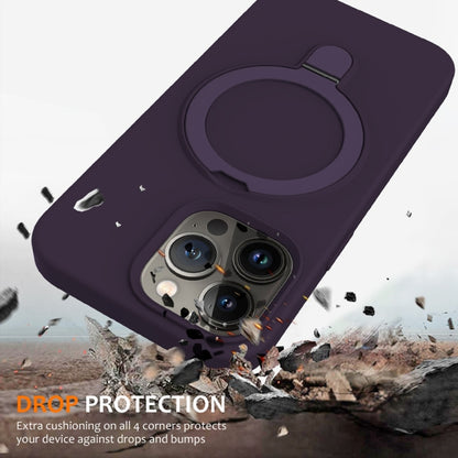 For iPhone 16 Pro Liquid Silicone MagSafe Magnetic Phone Case with Ring Holder(Purple) - iPhone 16 Pro Cases by buy2fix | Online Shopping UK | buy2fix