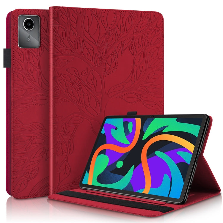 For Lenovo Tab M11 / Xiaoxin Pad 11 2024 Life Tree Series Horizontal Flip Leather Tablet Case(Red) - Lenovo by buy2fix | Online Shopping UK | buy2fix