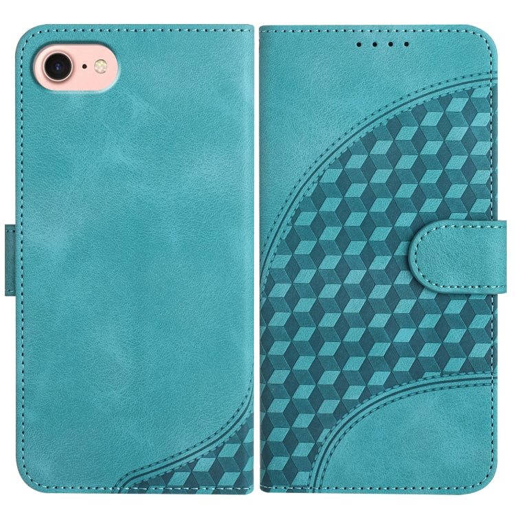 For iPhone SE 2024 YX0060 Elephant Head Embossed Phone Leather Case with Lanyard(Light Blue) - More iPhone Cases by buy2fix | Online Shopping UK | buy2fix