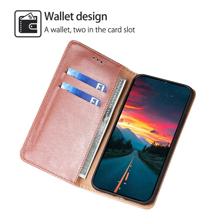 For Xiaomi Redmi Note 13 4G Gloss Oil Solid Color Magnetic Leather Phone Case(Rose Gold) - Note 13 Cases by buy2fix | Online Shopping UK | buy2fix