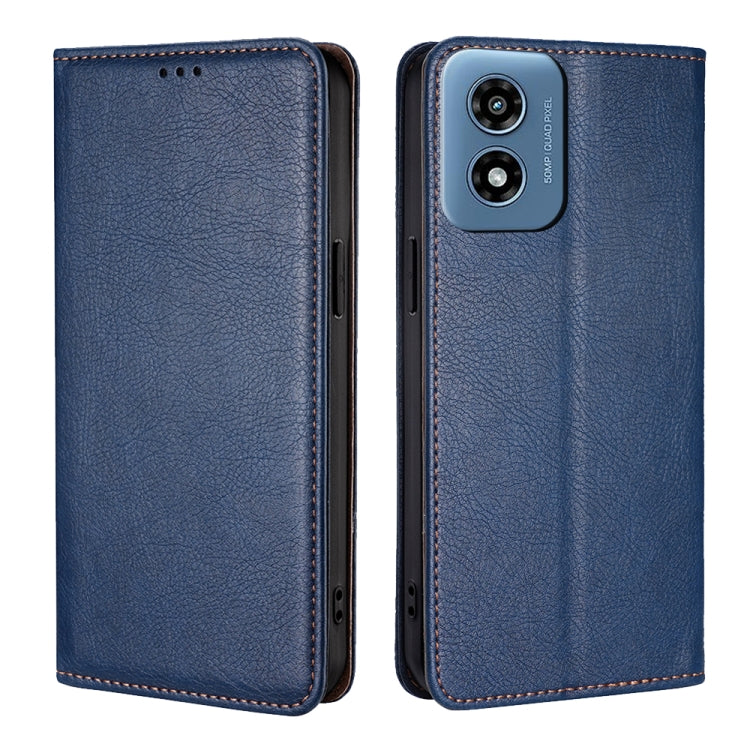 For Motorola Moto G Play 4G 2024 Gloss Oil Solid Color Magnetic Leather Phone Case(Blue) - Motorola Cases by buy2fix | Online Shopping UK | buy2fix