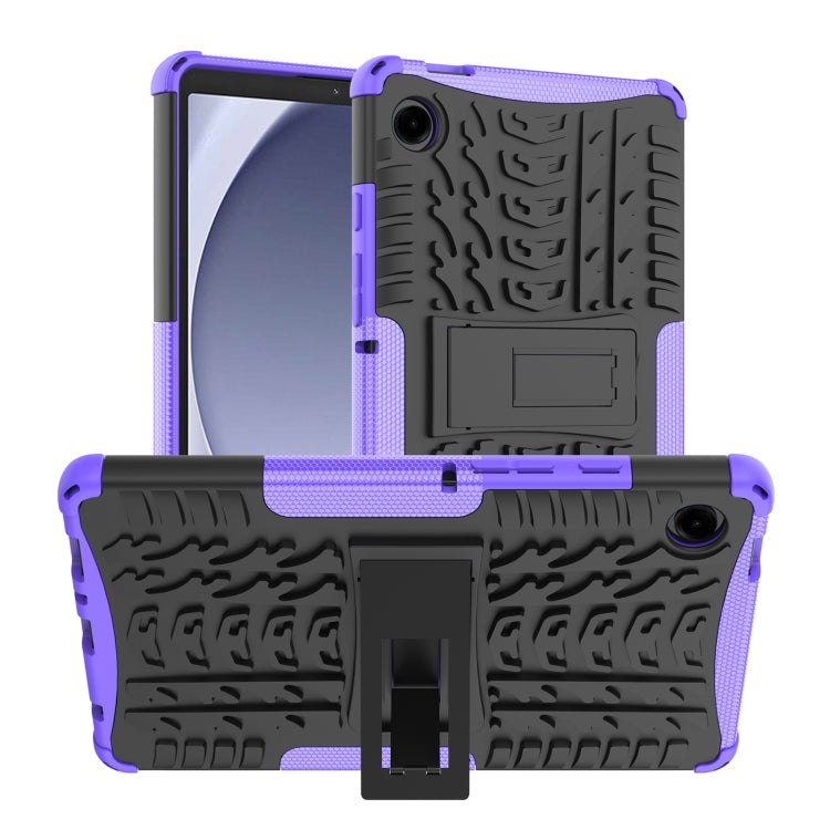 For Samsung Galaxy Tab A9 Tire Texture TPU + PC Tablet Case with Holder(Purple) - Galaxy Tab A9 by buy2fix | Online Shopping UK | buy2fix