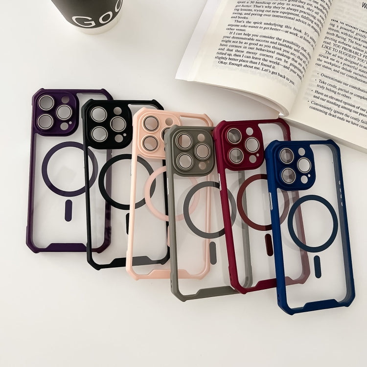 For iPhone 12 Pro Colorful Two-Color Lens Film MagSafe Magnetic Horn Acrylic+TPU Case(Blue) - iPhone 12 / 12 Pro Cases by buy2fix | Online Shopping UK | buy2fix