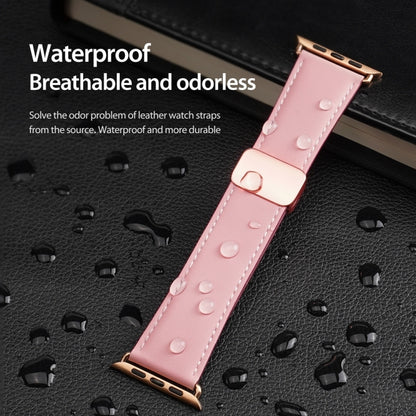 For Apple Watch SE 2023 44mm DUX DUCIS YA Series Magnetic Buckle Genuine Leather Watch Band(Pink) - Watch Bands by DUX DUCIS | Online Shopping UK | buy2fix