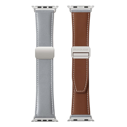 For Apple Watch Ultra 2 49mm DUX DUCIS YA Series Magnetic Buckle Genuine Leather Watch Band(Grey) - Watch Bands by DUX DUCIS | Online Shopping UK | buy2fix