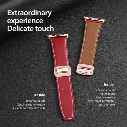 For Apple Watch Ultra 2 49mm DUX DUCIS YA Series Magnetic Buckle Genuine Leather Watch Band(Red) - Watch Bands by DUX DUCIS | Online Shopping UK | buy2fix