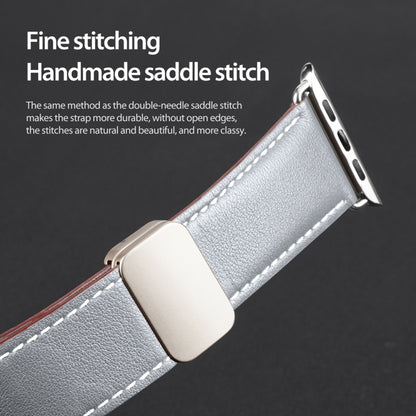 For Apple Watch Ultra 49mm DUX DUCIS YA Series Magnetic Buckle Genuine Leather Watch Band(Grey) - Watch Bands by DUX DUCIS | Online Shopping UK | buy2fix