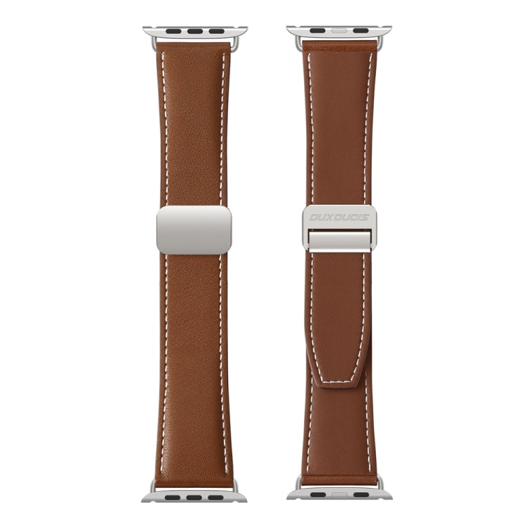 For Apple Watch SE 2022 40mm DUX DUCIS YA Series Magnetic Buckle Genuine Leather Watch Band(Brown) - Watch Bands by DUX DUCIS | Online Shopping UK | buy2fix