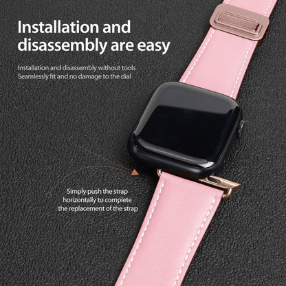 For Apple Watch SE 2022 40mm DUX DUCIS YA Series Magnetic Buckle Genuine Leather Watch Band(Pink) - Watch Bands by DUX DUCIS | Online Shopping UK | buy2fix