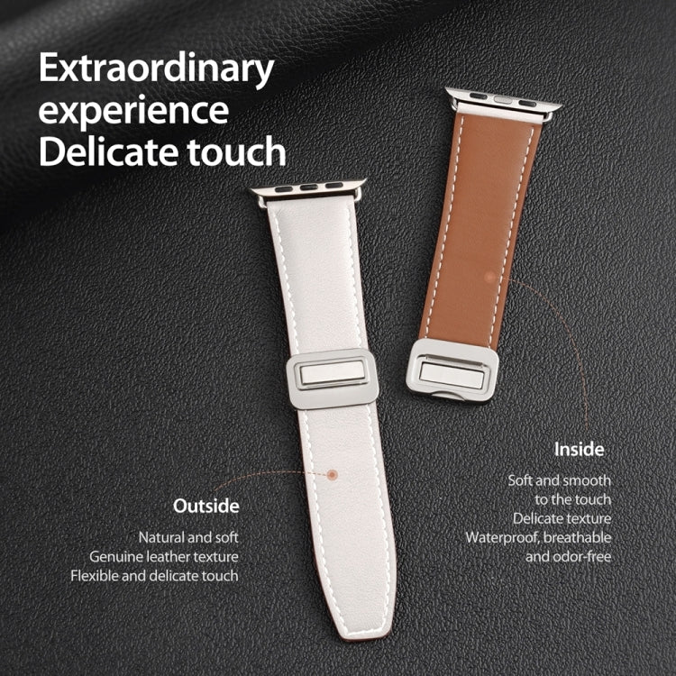 For Apple Watch SE 2022 40mm DUX DUCIS YA Series Magnetic Buckle Genuine Leather Watch Band(White) - Watch Bands by DUX DUCIS | Online Shopping UK | buy2fix