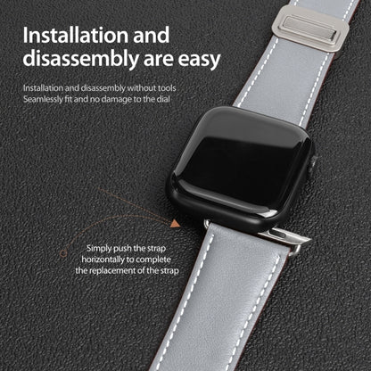 For Apple Watch Series 7 41mm DUX DUCIS YA Series Magnetic Buckle Genuine Leather Watch Band(Grey) - Watch Bands by DUX DUCIS | Online Shopping UK | buy2fix