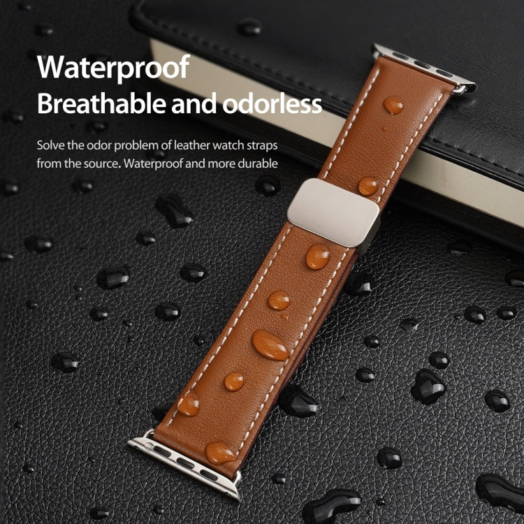 For Apple Watch SE 40mm DUX DUCIS YA Series Magnetic Buckle Genuine Leather Watch Band(Brown) - Watch Bands by DUX DUCIS | Online Shopping UK | buy2fix