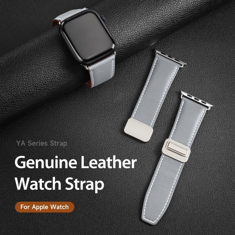 For Apple Watch Series 4 40mm DUX DUCIS YA Series Magnetic Buckle Genuine Leather Watch Band(Grey) - Watch Bands by DUX DUCIS | Online Shopping UK | buy2fix