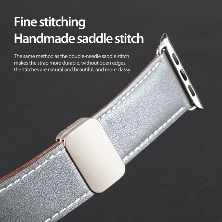 For Apple Watch Series 4 40mm DUX DUCIS YA Series Magnetic Buckle Genuine Leather Watch Band(Grey) - Watch Bands by DUX DUCIS | Online Shopping UK | buy2fix