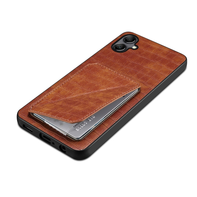 For Samsung Galaxy A05s Denior Imitation Crocodile Leather Back Phone Case with Holder(Brown) - Galaxy Phone Cases by Denior | Online Shopping UK | buy2fix
