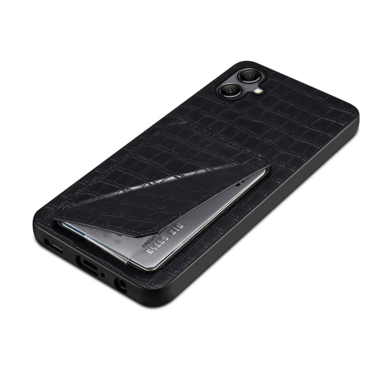 For Samsung Galaxy A24 4G Denior Imitation Crocodile Leather Back Phone Case with Holder(Black) - Galaxy Phone Cases by Denior | Online Shopping UK | buy2fix