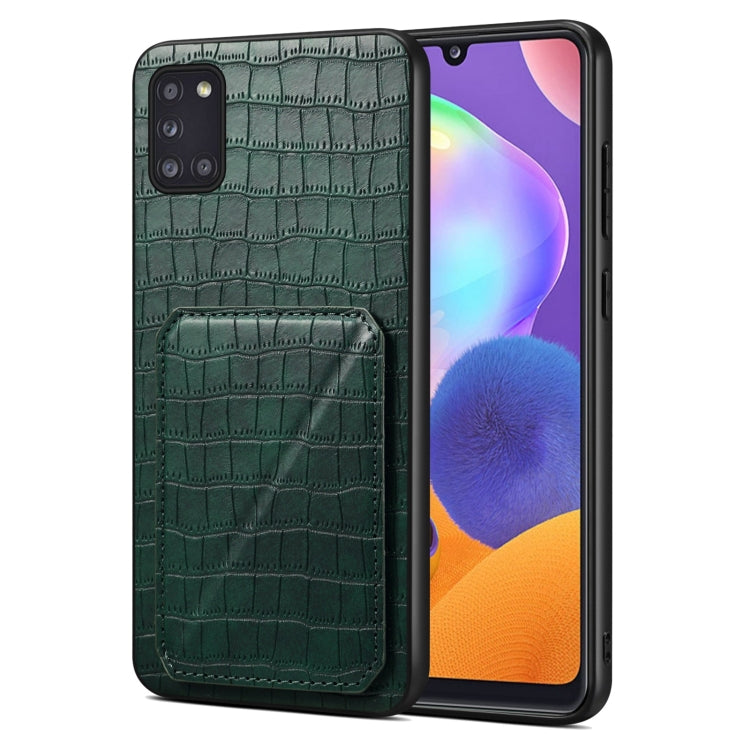 For Samsung Galaxy A31 Denior Imitation Crocodile Leather Back Phone Case with Holder(Green) - Galaxy Phone Cases by Denior | Online Shopping UK | buy2fix