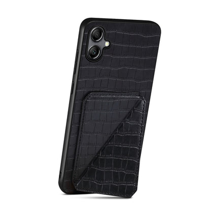 For Samsung Galaxy A51 5G Denior Imitation Crocodile Leather Back Phone Case with Holder(Black) - Galaxy Phone Cases by Denior | Online Shopping UK | buy2fix