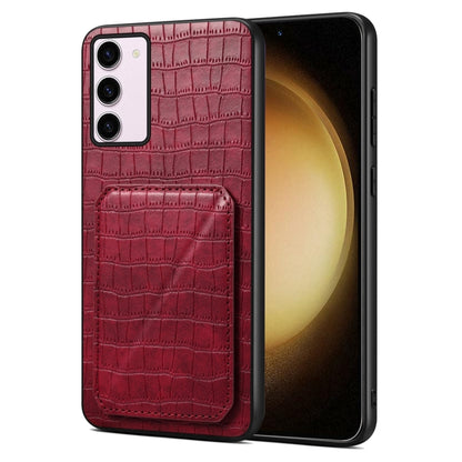 For Samsung Galaxy S23+ 5G Denior Imitation Crocodile Leather Back Phone Case with Holder(Rose Red) - Galaxy S23+ 5G Cases by Denior | Online Shopping UK | buy2fix