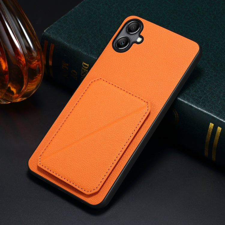 For Samsung Galaxy A05G Denior Imitation Calf Leather Back Phone Case with Holder(Orange) - Galaxy Phone Cases by Denior | Online Shopping UK | buy2fix