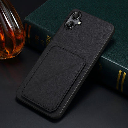 For Samsung Galaxy A05Gs Denior Imitation Calf Leather Back Phone Case with Holder(Black) - Galaxy Phone Cases by Denior | Online Shopping UK | buy2fix