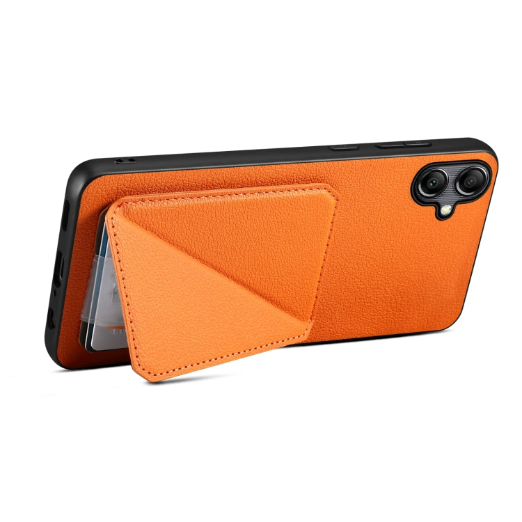 For Samsung Galaxy S23 Ultra 5G Denior Imitation Calf Leather Back Phone Case with Holder(Orange) - Galaxy S23 Ultra 5G Cases by Denior | Online Shopping UK | buy2fix