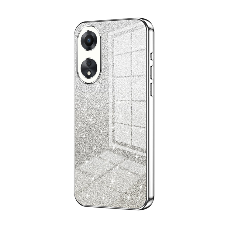 For OPPO A58 5G / A58x 5G Gradient Glitter Powder Electroplated Phone Case(Silver) - OPPO Cases by buy2fix | Online Shopping UK | buy2fix