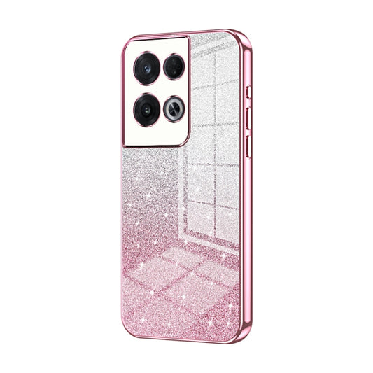 For OPPO Reno8 Pro Gradient Glitter Powder Electroplated Phone Case(Pink) - OPPO Cases by buy2fix | Online Shopping UK | buy2fix