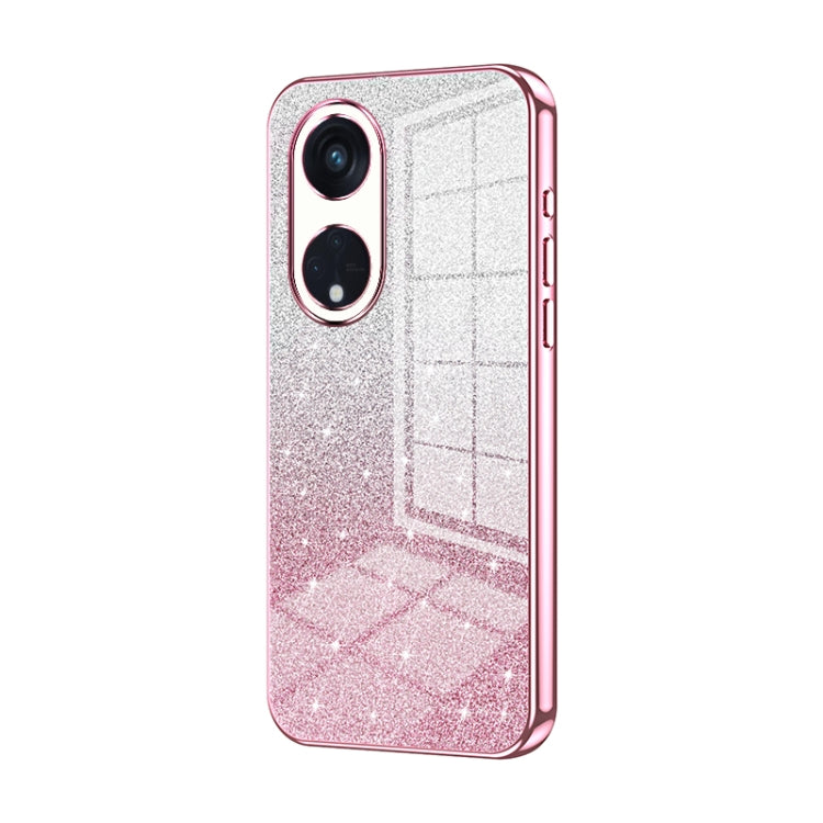 For OPPO Reno8 T 5G Gradient Glitter Powder Electroplated Phone Case(Pink) - OPPO Cases by buy2fix | Online Shopping UK | buy2fix